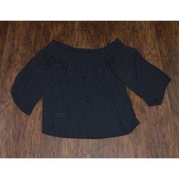 Loft Women’s Size Small Black Off Shoulder Flowy Blouse Top Pullover Stretch - Picture 2 of 7